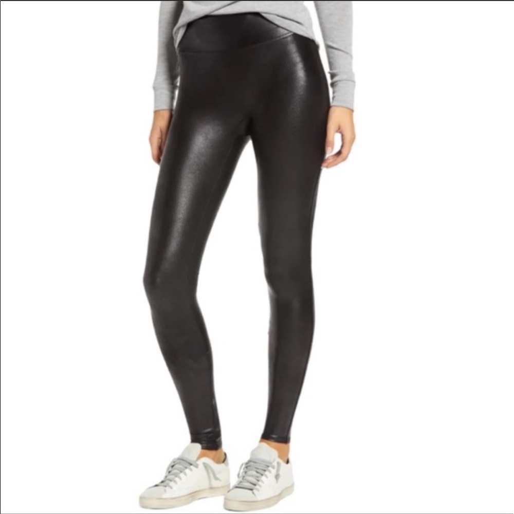 SPANX Faux Leather High Waisted Leggings Black S - Picture 4 of 12